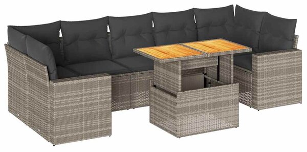 VidaXL Polyrattan Kerti Ülőgarnitúra - 8 részes - Szürke
