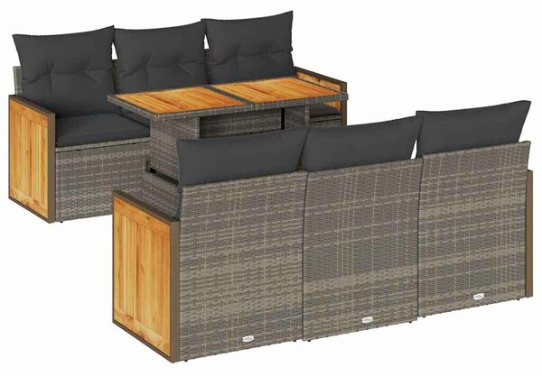VidaXL Polyrattan Kerti Ülőgarnitúra - 7 részes, Szürke