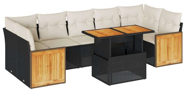 VidaXL Polyrattan Kerti Ülőgarnitúra - 8 részes - Fekete