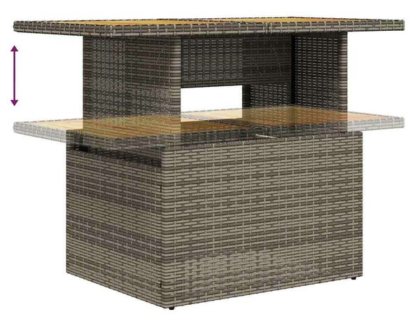 VidaXL Polyrattan Kerti Ülőgarnitúra - 7 részes, Szürke