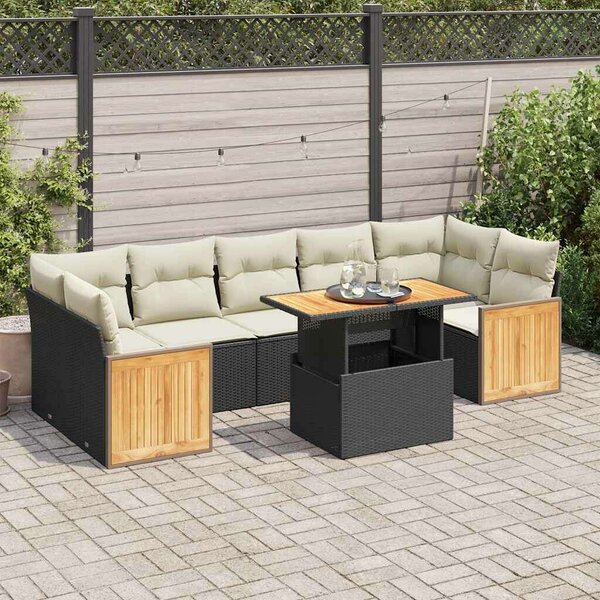 VidaXL Polyrattan Kerti Ülőgarnitúra - 8 részes - Fekete