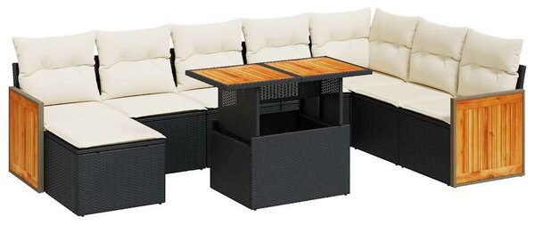 VidaXL 7 részes Kerti Ülőgarnitúra - Polyrattan - Akácfa