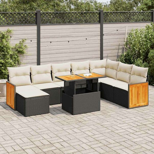 VidaXL 7 részes Kerti Ülőgarnitúra - Polyrattan - Akácfa