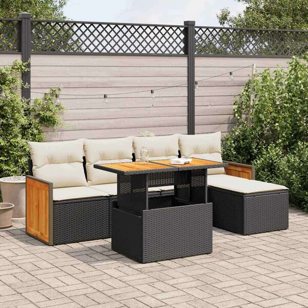 VidaXL Polyrattan Kerti Ülőgarnitúra - 6 részes - Fekete