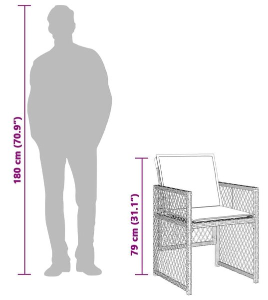 VidaXL Polyrattan Kerti Étkezőgarnitúra - 11 részes