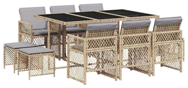 VidaXL Polyrattan Kerti Étkezőgarnitúra - 11 részes