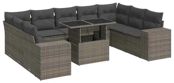 VidaXL Polyrattan Kerti Ülőgarnitúra - 10 részes - Szürke