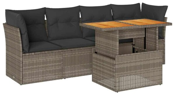 VidaXL 5 részes szürke polyrattan kerti ülőgarnitúra