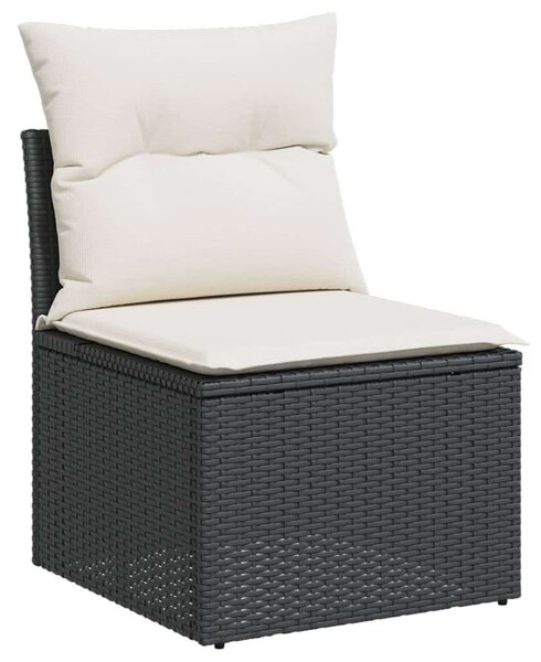 VidaXL 4 részes fekete polyrattan kerti ülőgarnitúra párnákkal