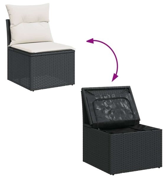 VidaXL 7 részes Kerti Ülőgarnitúra - Fekete Polyrattan