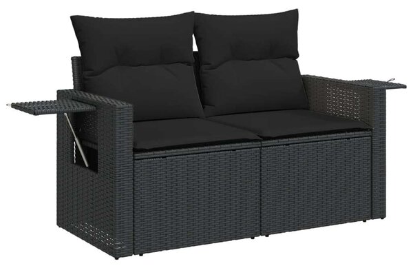 VidaXL 11 részes fekete polyrattan kerti ülőgarnitúra párnákkal