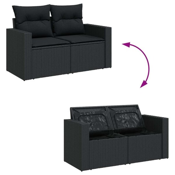 VidaXL Polyrattan Kerti Ülőgarnitúra - 7 részes - Fekete