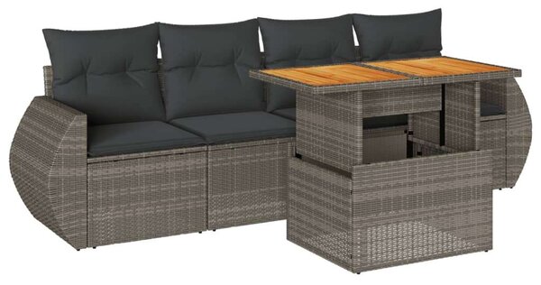 VidaXL Polyrattan Kerti Ülőgarnitúra - 5 részes - Szürke