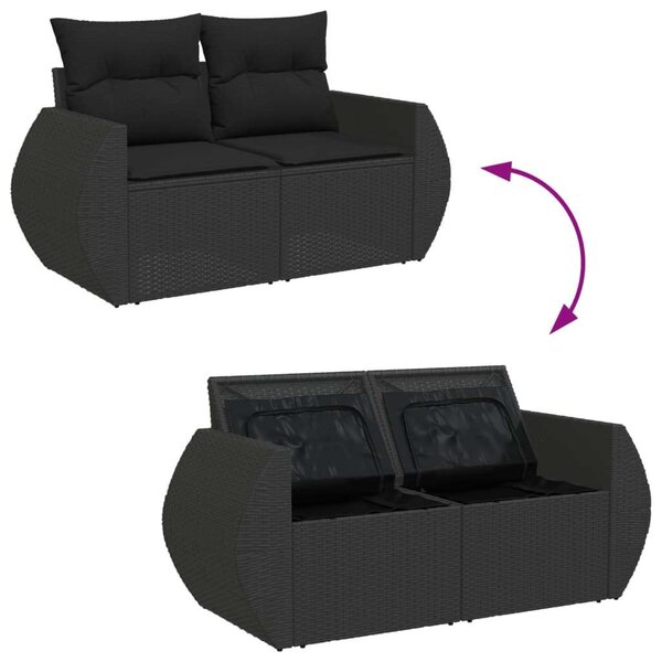VidaXL Polyrattan Kerti Ülőgarnitúra - 6 részes - Fekete