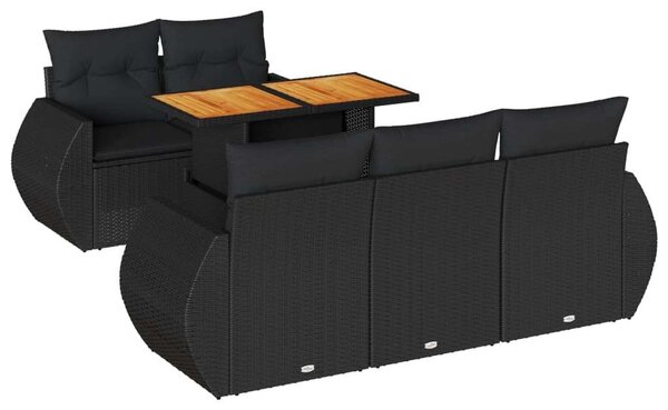 VidaXL Polyrattan Kerti Ülőgarnitúra - 6 részes - Fekete