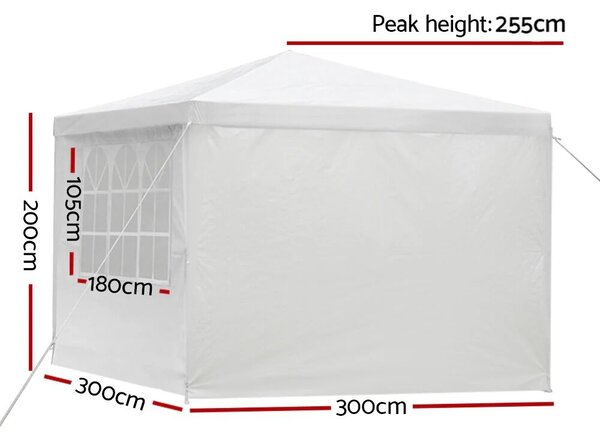 Pepita kerti Pavilon 4 oldalfallal 3x3m - fehér