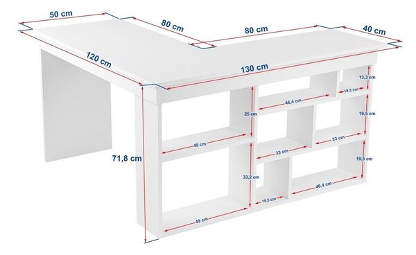 Íróasztal borovi fenyő dekorral 120x130 cm Vesper – Kalune Design