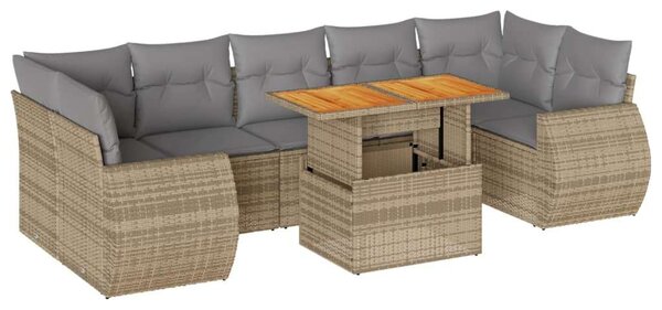 VidaXL Polyrattan Kerti Ülőgarnitúra - 8 részes - Bézs