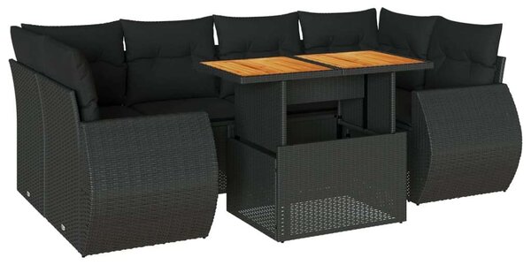 VidaXL Polyrattan Kerti Ülőgarnitúra - 7 részes - Fekete