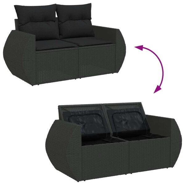 VidaXL Polyrattan Kerti Ülőgarnitúra - 7 részes - Fekete