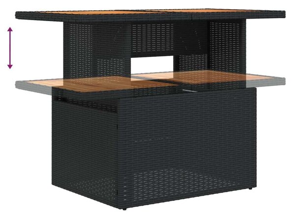 VidaXL Polyrattan Kerti Ülőgarnitúra - 9 részes - Fekete