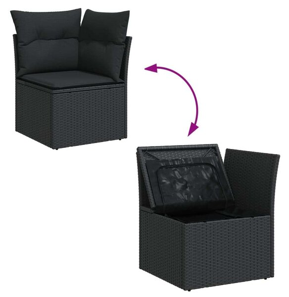 VidaXL Polyrattan Kerti Ülőgarnitúra - 7 részes - Fekete