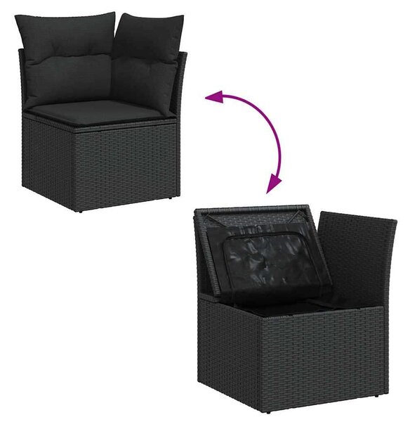 VidaXL Polyrattan Kerti Ülőgarnitúra - 7 részes - Fekete