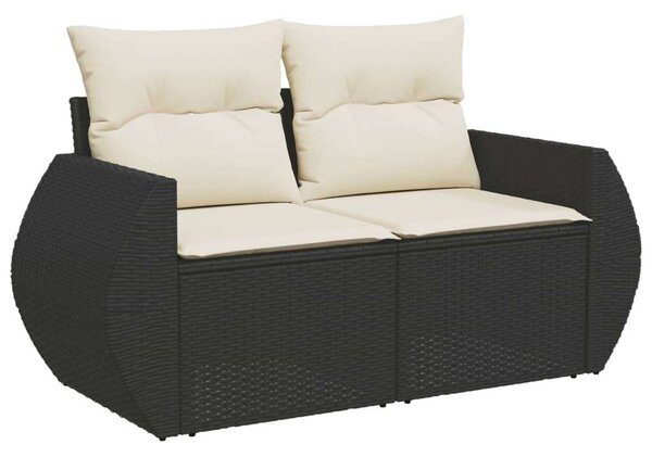VidaXL Polyrattan Kerti Ülőgarnitúra - 7 részes, Fekete