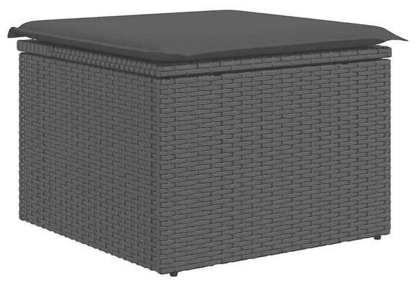 VidaXL 9 részes fekete polyrattan kerti ülőgarnitúra párnákkal