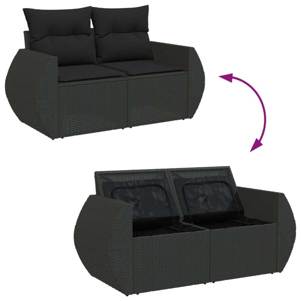 VidaXL Polyrattan Kerti Ülőgarnitúra - 9 részes - Fekete