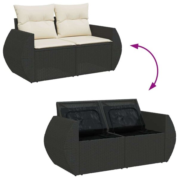 VidaXL Polyrattan Kerti Ülőgarnitúra - 9 részes - Fekete