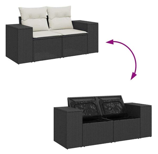 VidaXL Polyrattan Kerti Ülőgarnitúra - 6 részes - Fekete