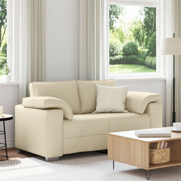 VidaXL Kétfős Pad Krém 120 cm Szövet