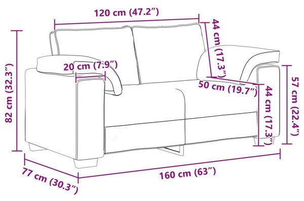 VidaXL Kétfős Pad Krém 120 cm Szövet
