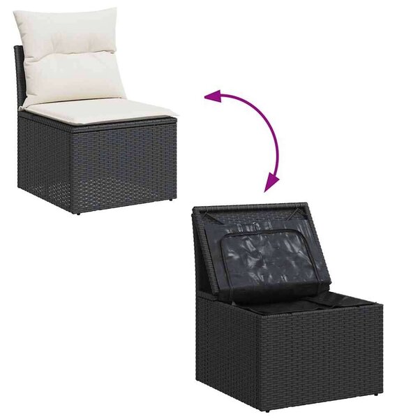 VidaXL Polyrattan Kerti Ülőgarnitúra - 9 részes - Fekete