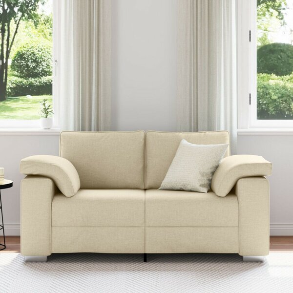 VidaXL Kétfős Pad Krém 120 cm Szövet