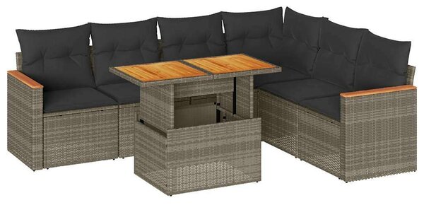 VidaXL 7 részes Polyrattan Kerti Ülőgarnitúra - Szürke