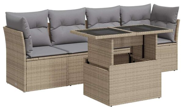 VidaXL Polyrattan Kerti Ülőgarnitúra - 5 részes - Bézs