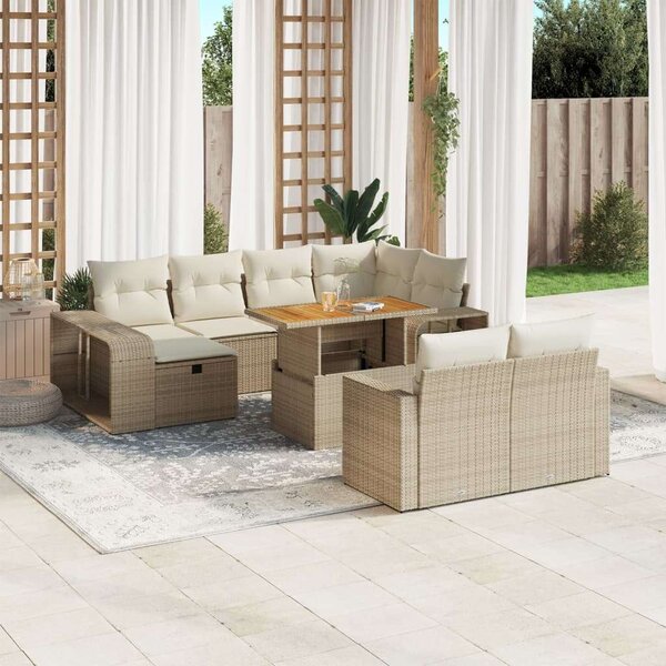VidaXL Polyrattan Kerti Ülőgarnitúra - 11 részes - Bézs