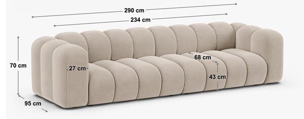 Bézs zsenília kanapé 290 cm Lupine – Micadoni