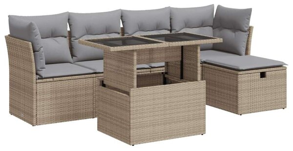 VidaXL Polyrattan Kerti Ülőgarnitúra - 6 részes - Bézs