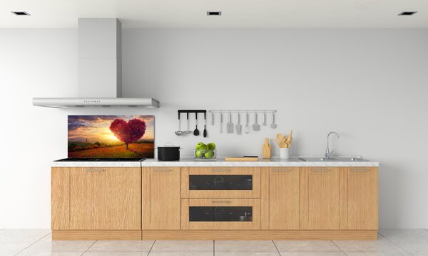 Konyhai dekorpanel Fa doboz szív
