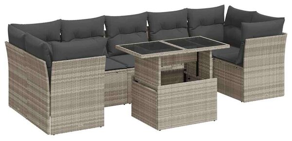 VidaXL Polyrattan Kerti Ülőgarnitúra - 10 részes - Világosszürke