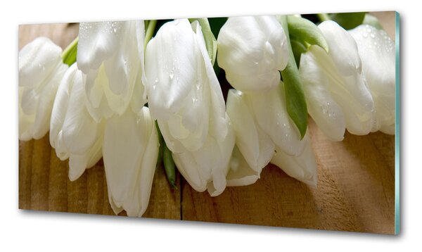 Konyhai falburkoló panel Fehér tulipán