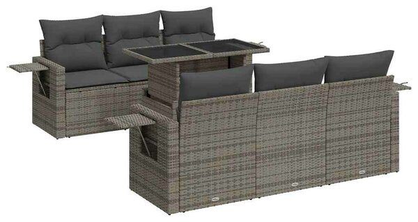 VidaXL Polyrattan Kerti Ülőgarnitúra - 7 részes - Szürke