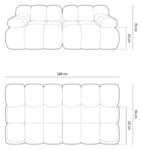 Bézs buklé moduláris kanapé 188 cm Bellis – Micadoni Home