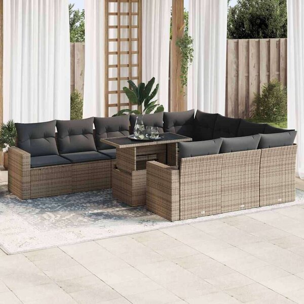 VidaXL Polyrattan Kerti Ülőgarnitúra - 11 részes - Szürke