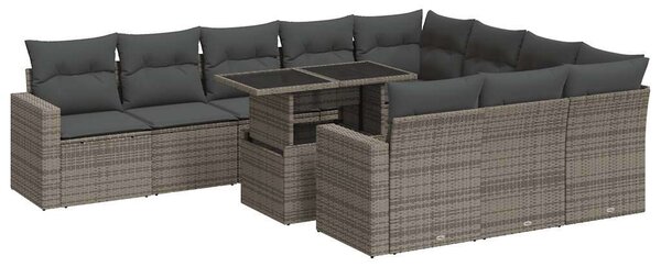VidaXL Polyrattan Kerti Ülőgarnitúra - 11 részes - Szürke