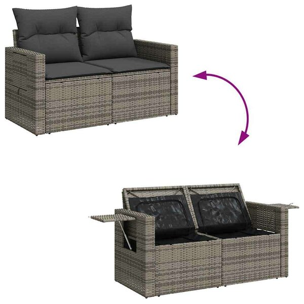 VidaXL Polyrattan Kerti Ülőgarnitúra - 7 részes - Szürke
