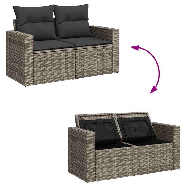 VidaXL Polyrattan Kerti Ülőgarnitúra - 11 részes - Szürke